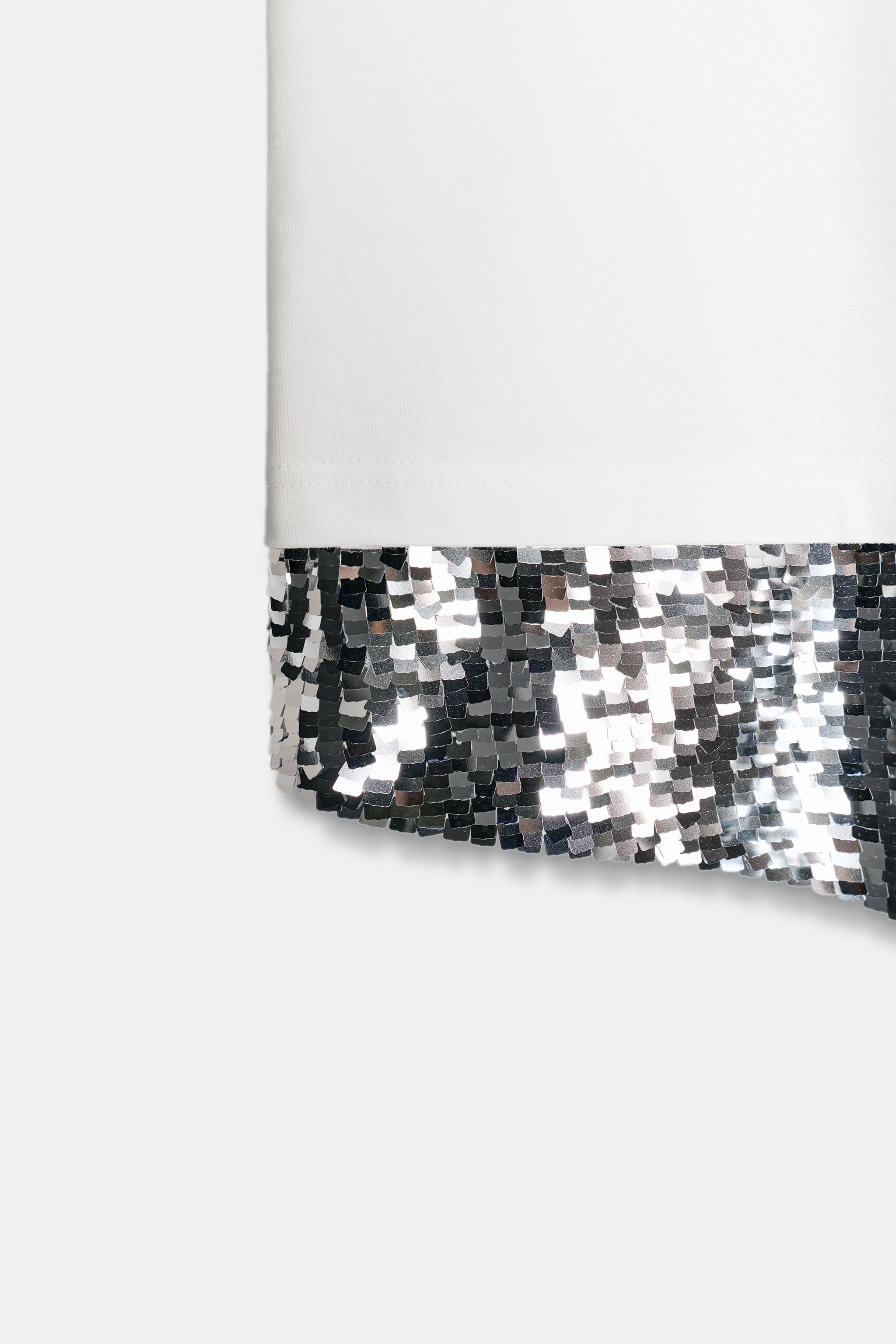 ASYMMETRIC SEQUIN T-SHIRT